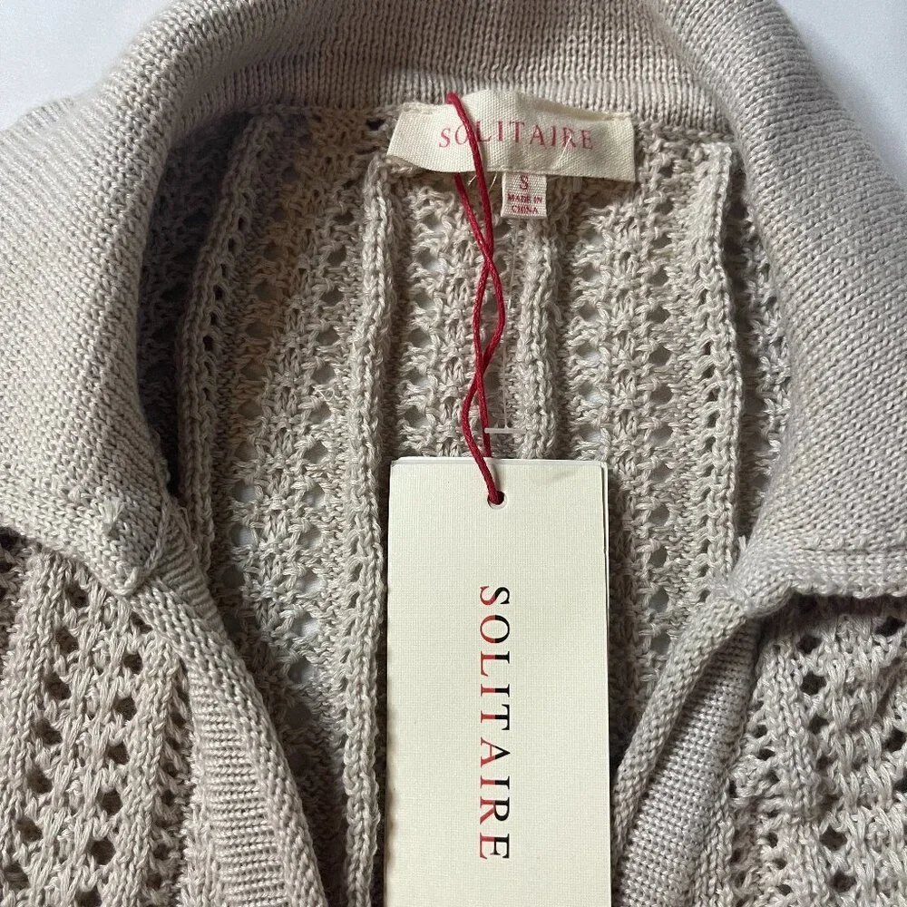 Solitaire. Women's casual knitted blouse size S color cream. Made in China. - Picture 2 of 7